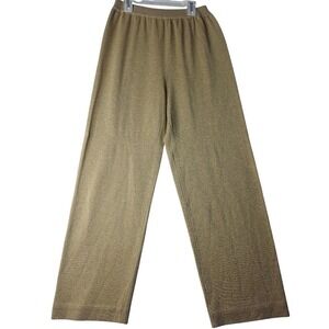 Tesoro Vintage Gold Metallic Knit Wide Leg Pants Wool Blend‎ Elastic